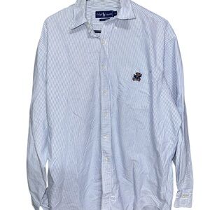 Ralph Lauren Men's White and Blue Striped Shirt